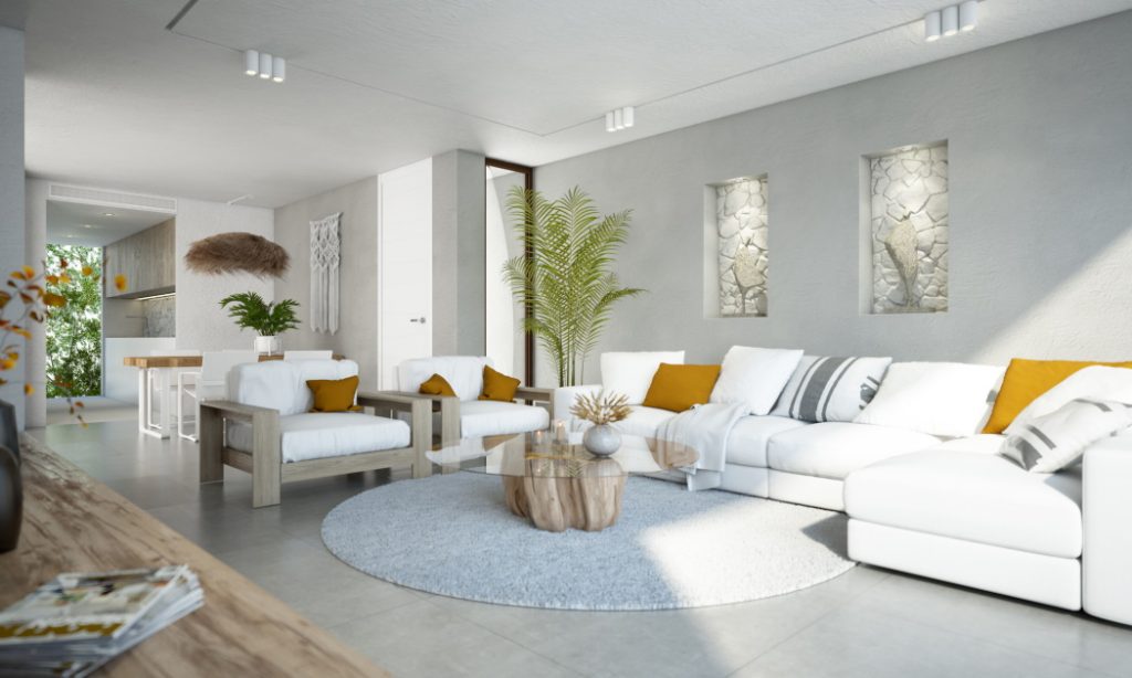 Modern and luxury newly built apartments for sale in Cala Vadella, Ibiza, Spain.