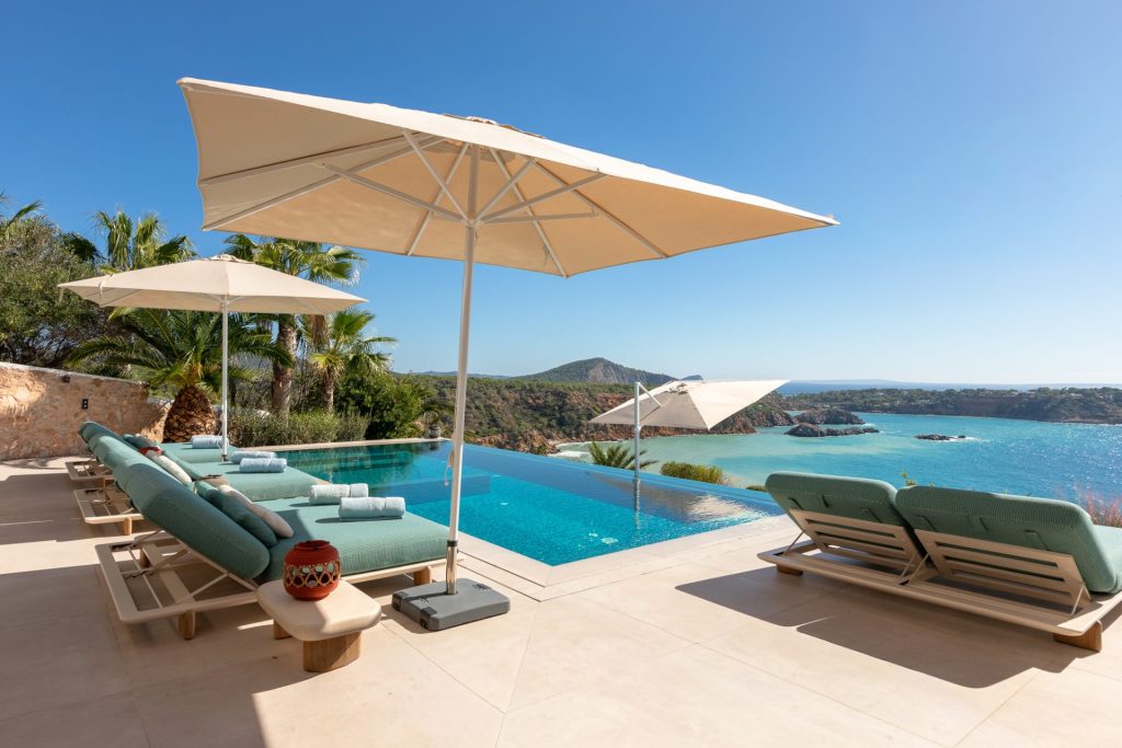 Pool terrace of a villa for sale in Vista Alegre, Ibiza