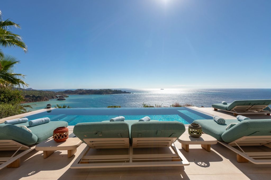 Pool terrace of a villa for sale in Vista Alegre, Ibiza
