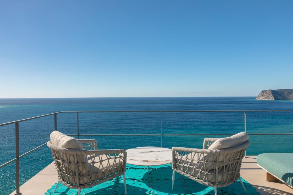 Terrace sea view of a villa for sale in Vista Alegre, Ibiza
